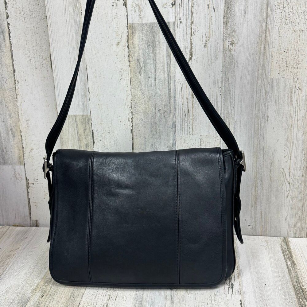 Coach Black Leather Laptop Messenger Bag
